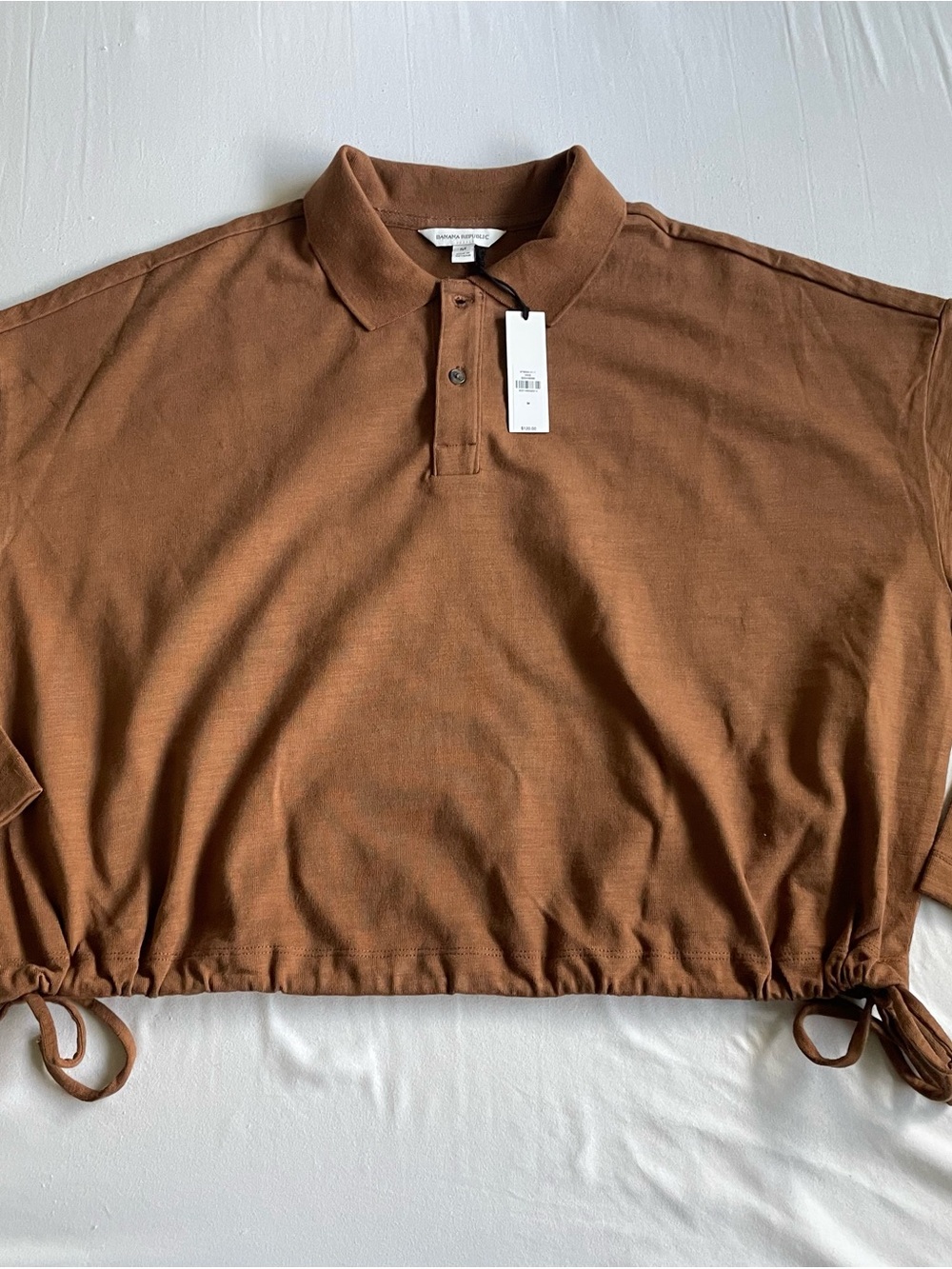 Banana Republic Women’s Brown Heavy Cotton Slub Cropped Polo / M